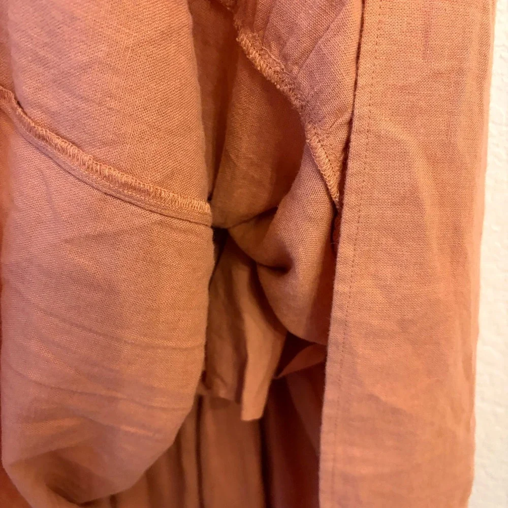 Abercrombie & Fitch Midi Dress Small Tall ST Cottagecore Smocked Tiered Pockets